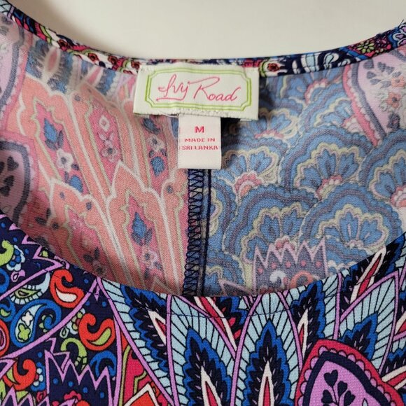 Bohemian Style Bell Sleeve Tunic Dress With Multicolor Peacock Feather Print - Picture 15 of 16